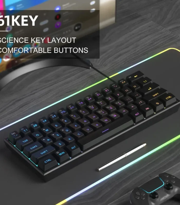 60% RGB Mechanical Mini Keyboard – Red Switch Wired Gaming & Office Board