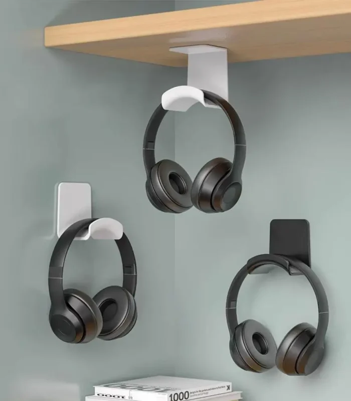 Under-Desk Headphone Hanger – Adhesive Wall & Desk Headset Hook