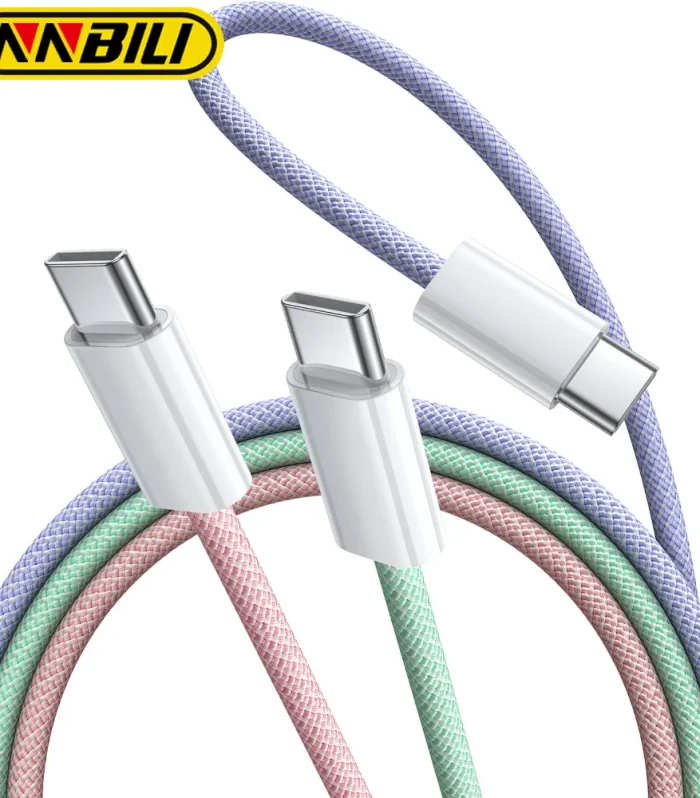 60W Braided USB-C to USB-C Color Cable – Fast Charge Woven Data Cord